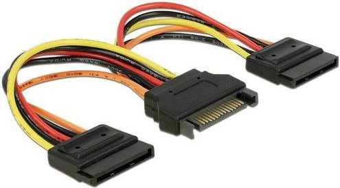 Delock SATA Strom Anschlusskabel Multicolour Schwarz Orange Rot Gelb 0,15 m - Bild 1