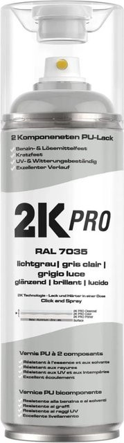 2K PRO Spraydose Lichtgrau RAL7035 Glanz, wetterfest und kratzfest, 400 ml - Bild 1