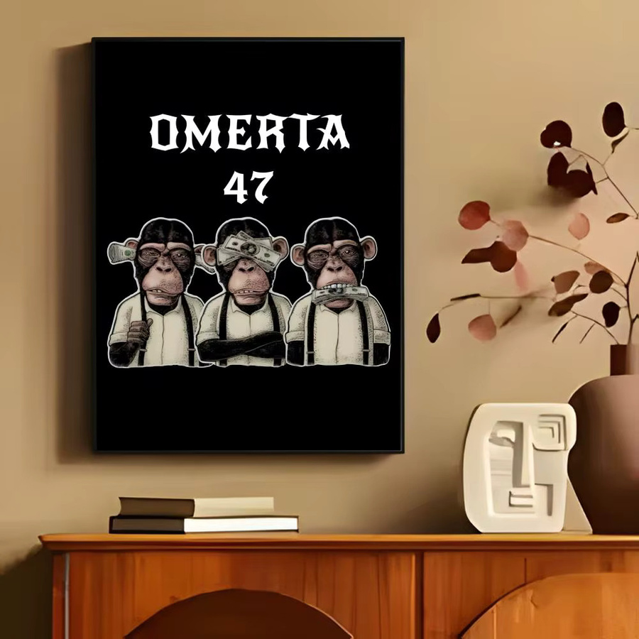 Omerta Maes 47 Logo Klebeposter in Schwarz-Weiß als Wanddekoration aus Papier, B: 20 cm, H: 15 cm - Bild 3