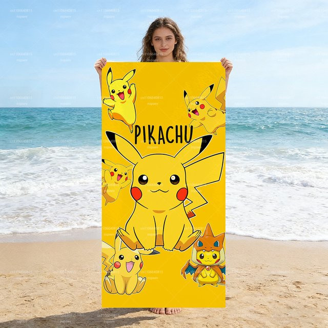 Potdemiel Pikachu Pokemon Strandtuch aus Mikrofaser in Gelb für Kinder und Erwachsene - Bild 1