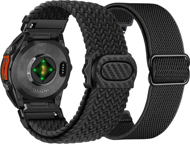 DAINU Uhrenarmband Nylon, Schwarz, Pink, 2 Stück - Bild 1