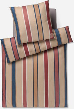 Bettwäsche JOOP! BANKS Siena aus Mako-Satin in Beige, Rot und Multicolour mit Streifenmuster - Bild 1