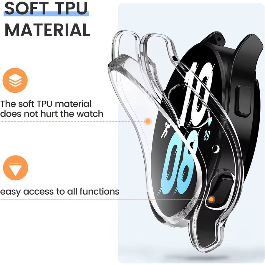 SAMUTAX Schutzhülle für Samsung Galaxy Watch 4 5 6, Silikon, Space Gray - Bild 2