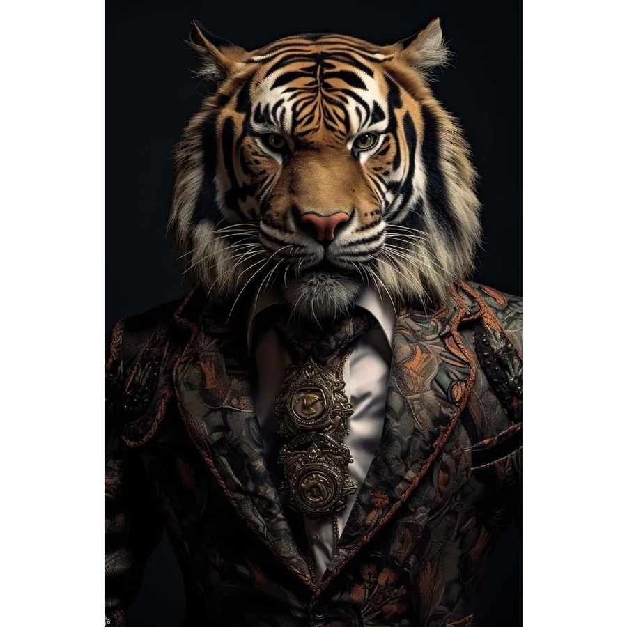 Art Universe Glasbild Portrait of a Tiger, Mehrfarbig, Breite: 80 cm, Höhe: 120 cm - Bild 2