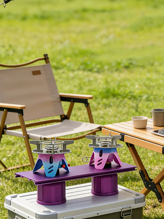 SmiloDon Camping-Gaskocher für IGT-Tisch in Pink, windgeschützter tragbarer Outdoor-Kocher für Camping und Wandern - Bild 5