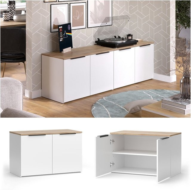 Vicco Wohnwand Wido in Weiß und Eiche, 2-teiliges Set für dein Wohnzimmer - Bild 1