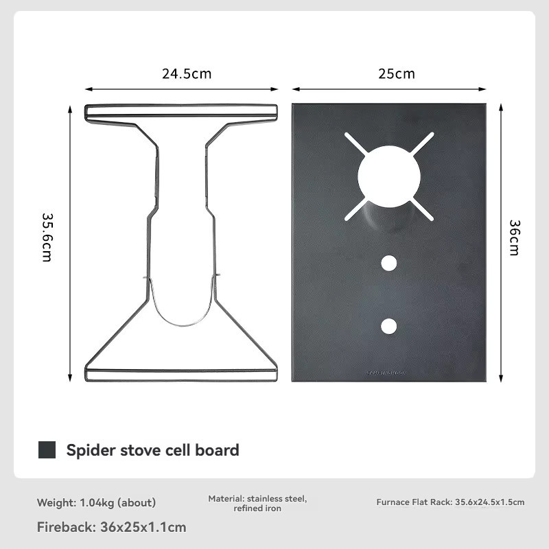 CAMPINGMOON Spider Oven Einheitsplatte aus Edelstahl mit Gastankablage für SOTO Spider Oven IGT, Farbe: Silber/Schwarz, B/T/H: 35,6 x 25,0 x 25,0 cm - Bild 5