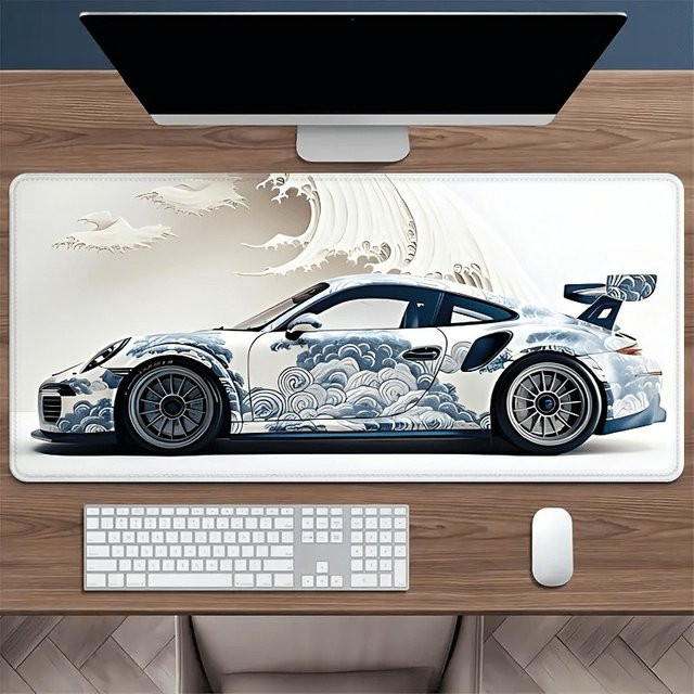 Ocean Wave Racing Gaming Mauspad in Multicolour, großes Schreibtischpad mit rutschfester Gummibasis, Breite: 90 cm, Tiefe: 40 cm - Bild 1