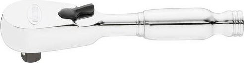 Vigour Feinzahn-Umschaltknarre V4944-XS extrakurze Ausführung, 1/4 Zoll (6,3 mm), silberfarben aus Edelstahl - Bild 1