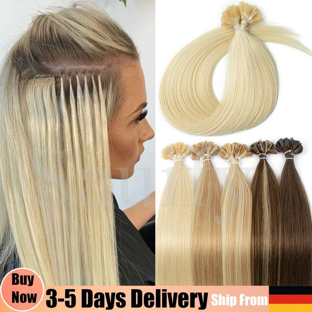 isheeny Echthaar-Extensions Keratin-Spitzen, Schwarz Braun, 50 Stück - Bild 1