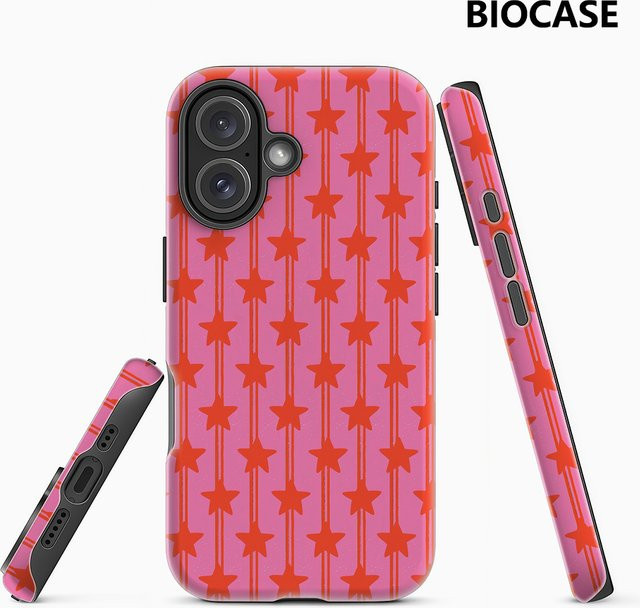 Potdemiel Pink Star Magnetische Handyhülle für iPhone 17 16 15 14 13 Pro Max Plus, Robuste Einzel- und Doppelschicht-Schutzhülle in Pink - Bild 1