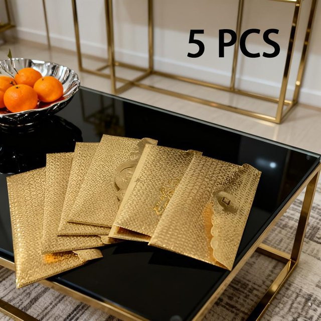 5 Stück Goldfolien-Umschläge im europäischen Stil für Geldgeschenke zu Hochzeiten und Jubiläen von Yiran toy - Bild 1