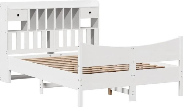 vidaXL Massivholzbett aus Kiefernholz mit Schubladen in Weiß, B/T/H: 140 x 200 x 146 cm - Bild 1