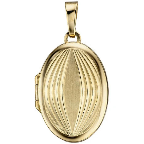 Colfem Medaillon Anhänger, 585 Gelbgold, oval, matt, Unisex - Bild 1