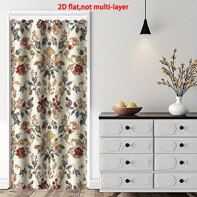 VIKAMA Moderner Floral Türvorhang in Mehrfarbig mit 2D-Flachdesign als Raumteiler für Küche und Heimdekoration - Bild 1