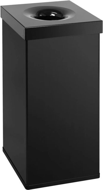 PROREGAL Selbstlöschender Eckiger Abfallsammler aus Aluminium, Schwarz, H x B x T: 76,5 x 37 x 37 cm, 110 Liter - Bild 1