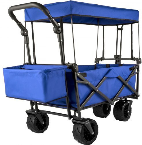 VEVOR Bollerwagen faltbar mit Dach und Luftreifen in Blau, Tragkraft 100 kg, B/T/H: 92,7 x 54,3 x 98,5 cm - Bild 1