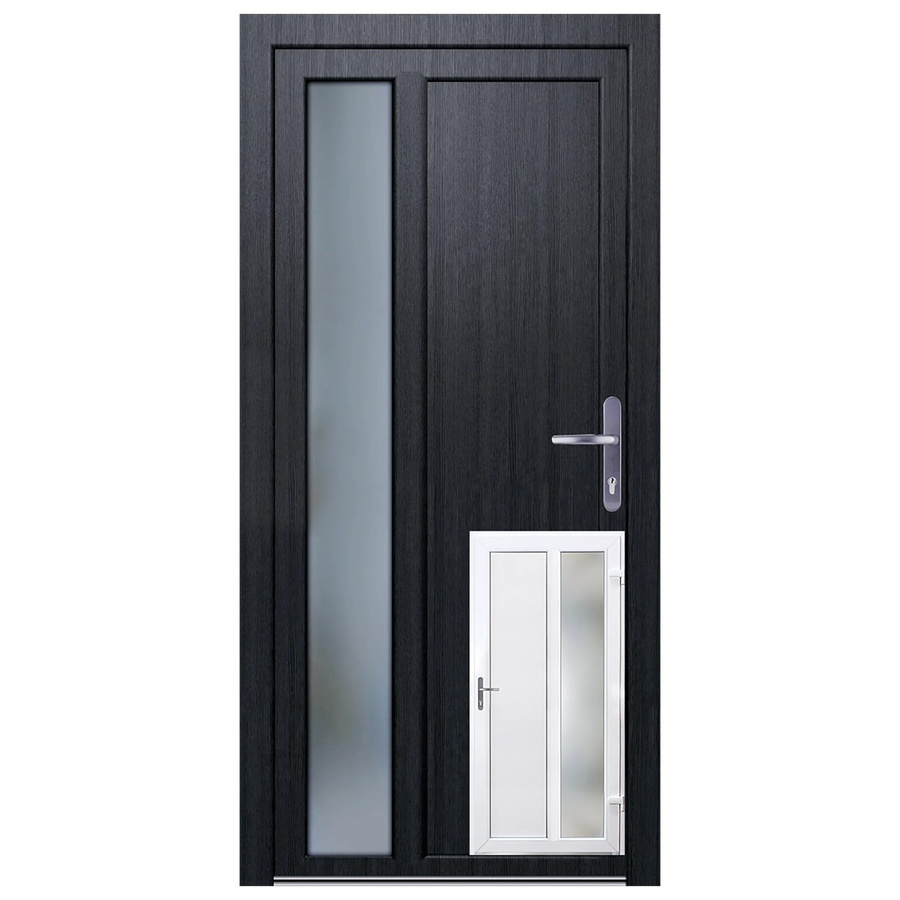 Panto Nebeneingangstür K511 DIN R mit Glaseinsatz, modern, weiß innen und anthrazit außen, B: 98 cm, H: 198 cm - Bild 2