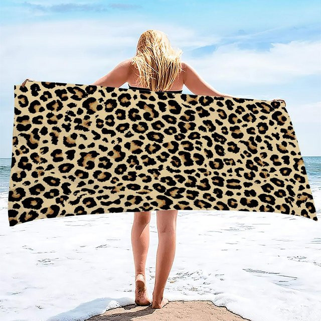 Schnelltrocknendes und saugfähiges Sport-Strandtuch mit Leopardenmuster, Breite: 40 cm, Höhe: 60 cm - Bild 1