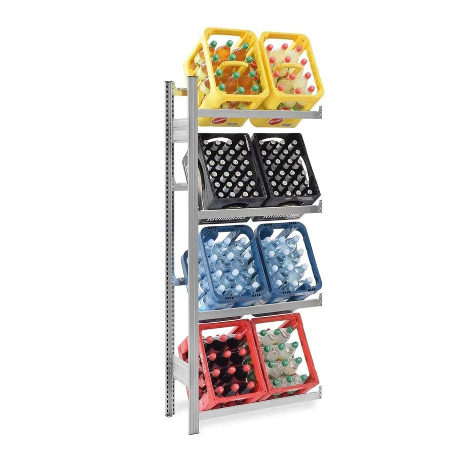 PROREGAL Getränkekistenregal Stecksystem aus verzinktem Stahl mit 4 Ebenen, H x B x T: 175 x 75 x 30 cm - Bild 2