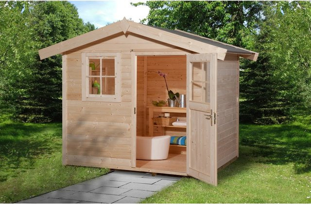 WEKA Gartenhaus 123 Gr. 2 mit Satteldach aus europäischer Fichte in Beige, B/H/T: 306 x 237 x 274 cm - Bild 1