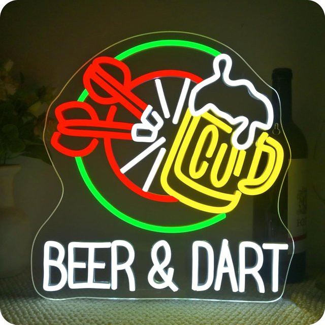 NEONAEON LED Neonschild Dart und Bier in Multicolour mit Dimmer-Schalter - Bild 1