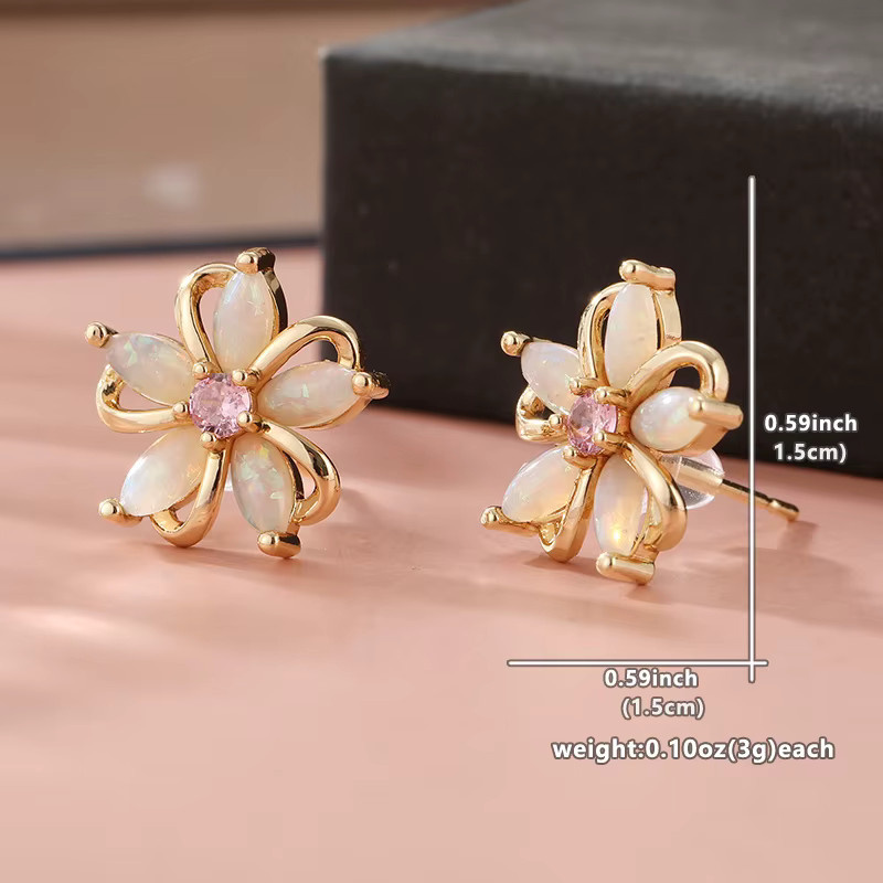 YoYo Ohrstecker, rosa Zirkonia, Blumenform, Damen, Roségold - Bild 4