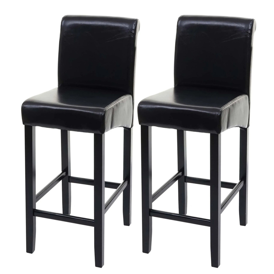 2er-Set Barhocker MCW-C33 in Schwarz aus Leder im Retro-Look - Bild 2