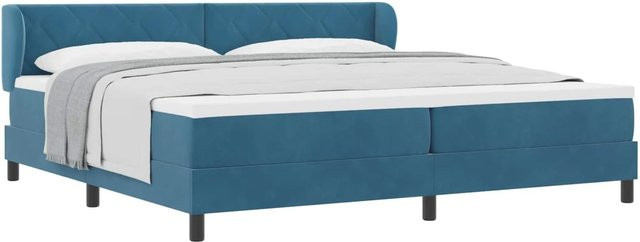 vidaXL Boxspringbett mit Matratze aus Samt in Dunkelblau, B/T/H: 200 x 200 x 24 cm - Bild 1