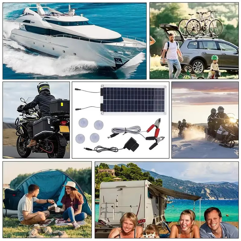 Polykristallines 100 W Solarpanel mit intelligentem Controller und zwei USB-C Ausgängen, wasserdicht, 12 V - 24 V, Farbe: Blau, ideal für Auto, Wohnmobil und Boot - Bild 4