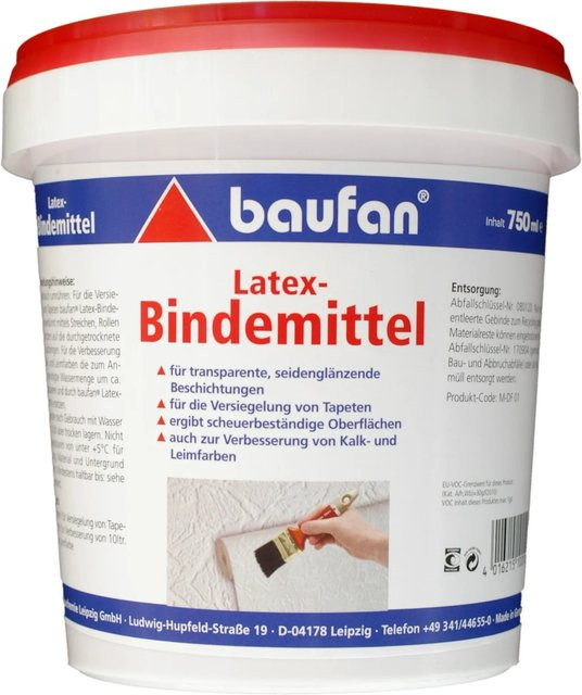 Baufan Latex-Bindemittel wasserbasiert, transparent oder weiß, 750 ml - Bild 1