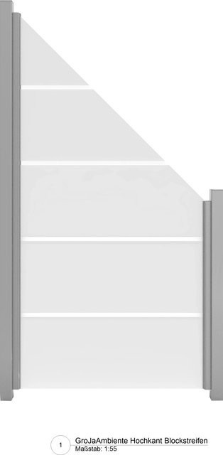 GroJa Ambiente Einscheibensicherheitsglas Schräg Links Blockstreifen Transparent B: 90 cm, H: 180 cm, Stärke: 0,8 cm - Bild 1