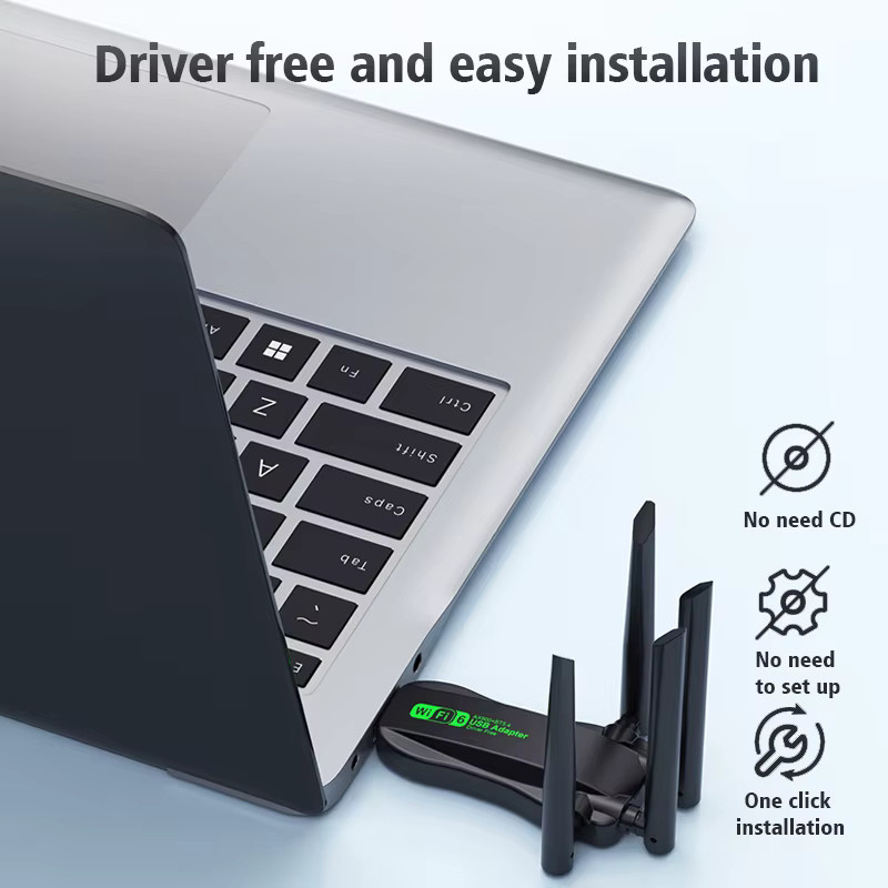 KEBIDUMEI AX900 WiFi 6 USB-Adapter mit Bluetooth 5.4, Dual Band 2,4 GHz/5,8 GHz und 4 Antennen, Black - Bild 5
