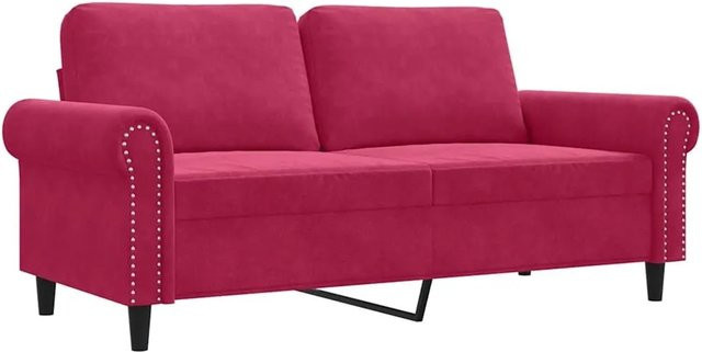 vidaXL 2-Sitzer-Sofa aus Samt in Weinrot mit Metallgestell - Bild 1