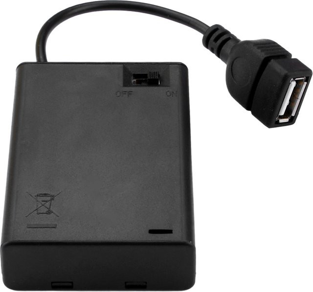 Aideepen AA-Batteriehalter mit USB-C Anschluss, schwarze Batteriebox zur Aufbewahrung von AA-Batterien - Bild 1
