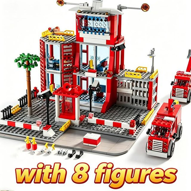Linyi toy Feuerwehr Gebäude, Blöcke, ab 6 Jahre - Bild 1
