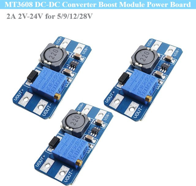 3er-Set MT3608 DC-DC Boost Konverter Modul, 2A, 2V-24V, Blau - Bild 1
