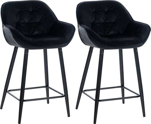CLP 2er Set Barhocker Gibson modern gepolstert mit Fußstütze in Schwarz - Bild 1