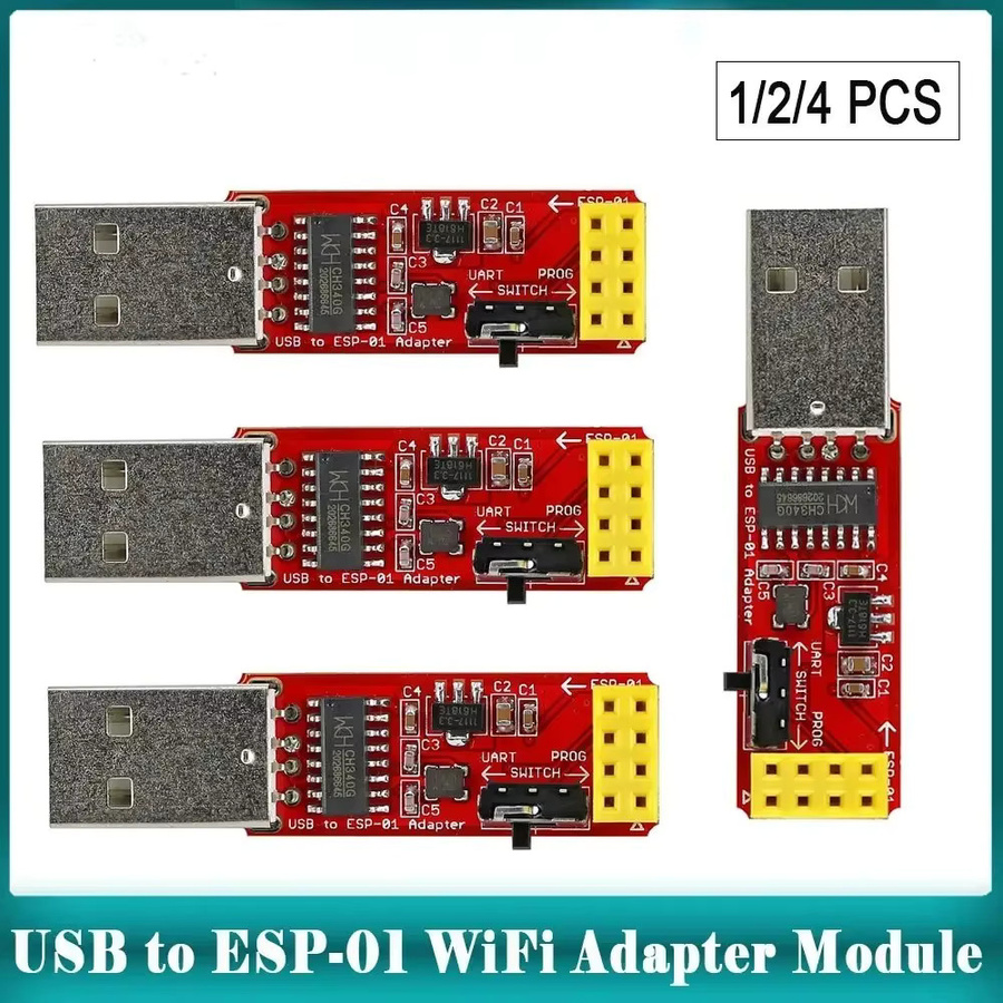 wishiot USB-zu-ESP8266 ESP-01 WLAN-Adaptermodul mit CH340G in Rot als serieller Konverter für Arduino IoT-Projekte und drahtlose Programmierung - Bild 3