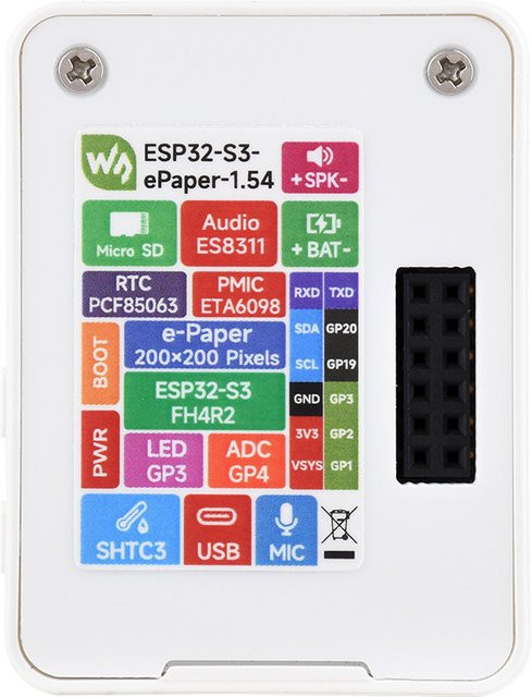 Waveshare ESP32-S3 AIoT-Entwicklungsboard mit 1,54 Zoll E-Paper Display, WLAN und BLE Dual-Mode-Kommunikation in Weiß - Bild 1