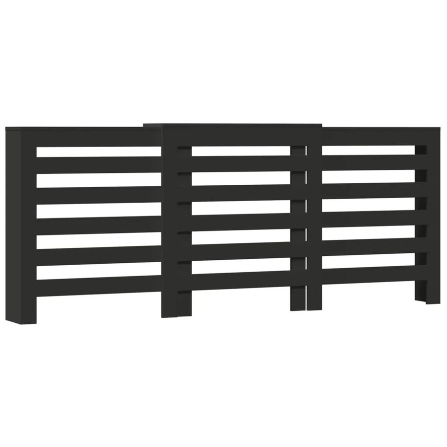 vidaXL Heizkörperverkleidung in Schwarz im modernen Latten-Design aus Holzwerkstoff, B/T/H: 205 x 21,5 x 83,5 cm - Bild 2