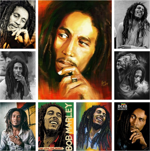 YUTTEE Diamond Painting Set Bob Marley Porträt Reggae Musik Motiv mit runden Bohrern in Multicolor - Bild 1