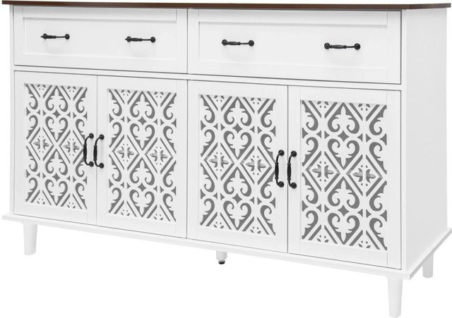 okwish Sideboard für dein Wohnzimmer mit 4 Türen und 2 Schubladen in Weiß, B/H/T: 150 x 90 x 40 cm - Bild 1