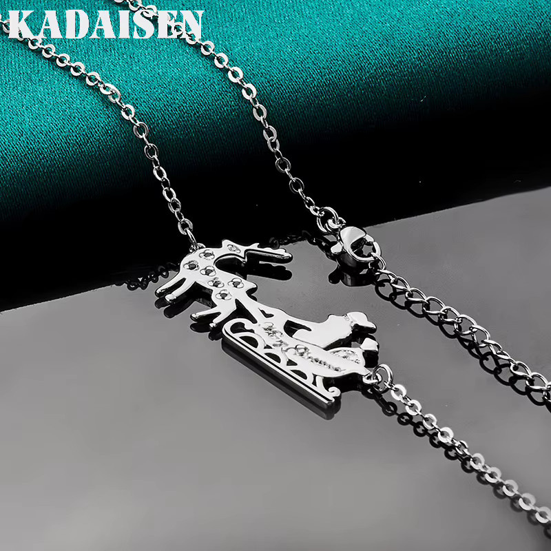 Halskette mit Weihnachtsschlitten-Anhänger, 925 Silber, Damen - Bild 3