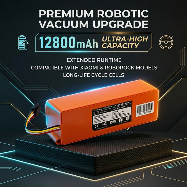 Xiaomi Ersatzakku für Roborock Roboterstaubsauger S50 S51 S55 S60 S65 S5 MAX, 14,4 V, 12800 mAh, Orange - Bild 1
