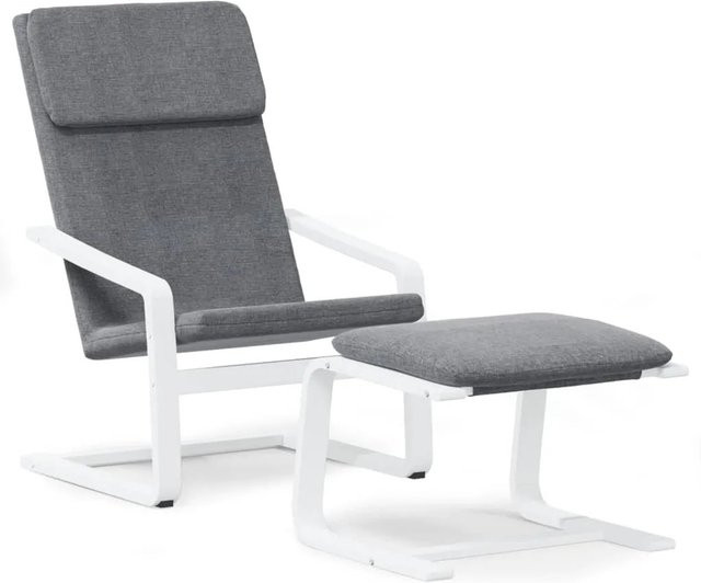 vidaXL Relaxsessel mit Hocker Modell 25 in Dunkelgrau aus Stoff mit Holzgestell - Bild 1