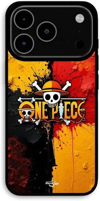 MANIACASE iPhone 17 Pro Hülle mit One Piece Logo und buntem Manga Design in Schwarz und Multicolour - Bild 1