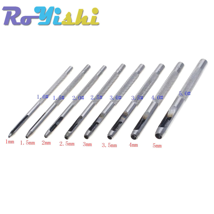 Lederstanzer Set aus Stahl in Silber mit 25 Größen von 1,0 mm bis 25 mm für Lederhandwerk und Kleidung - Bild 2