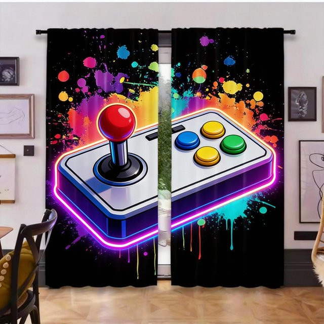 2er-Set JFCurtain Gamer Spielcontroller Verdunkelungsvorhänge für Schlafzimmer und Wohnzimmer, Mehrfarbig, Breite: 60 cm, Höhe: 150 cm - Bild 1