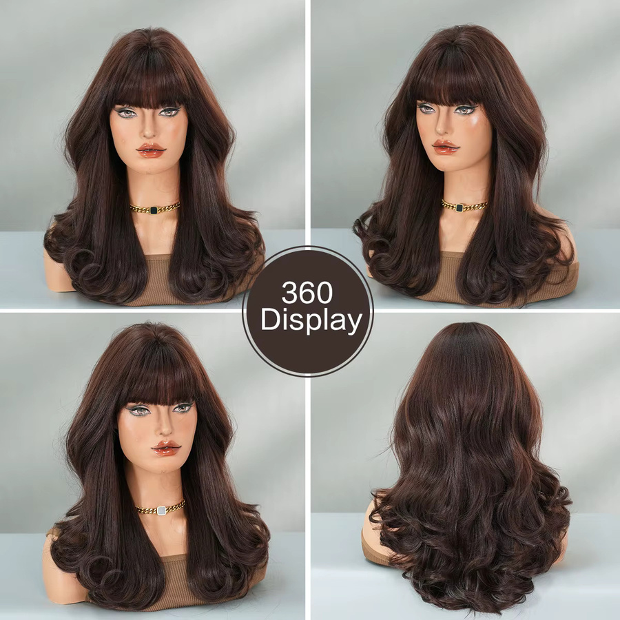 7JHH WIGS Perücke, schulterlang, Body Wave, Mokkabraun, Damen - Bild 3